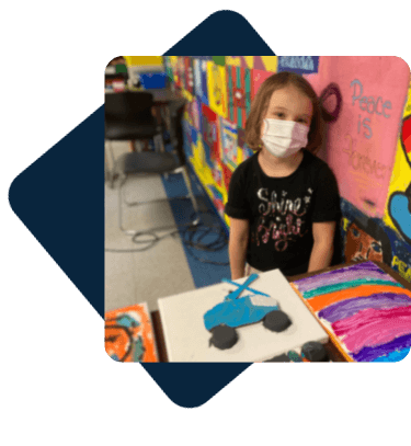Student working on art