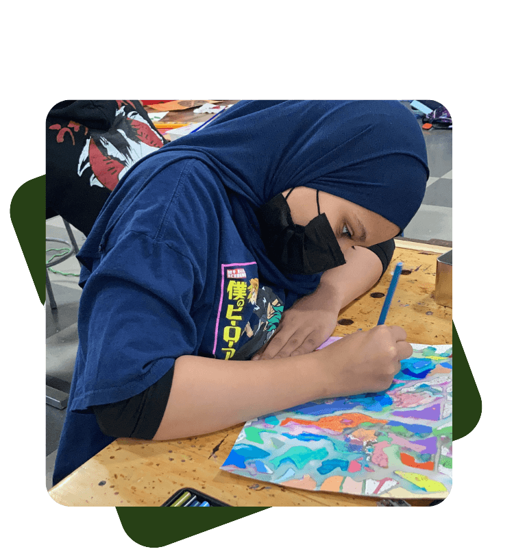 Female Student working on art