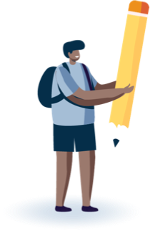 illustration of child holding an oversized pencil